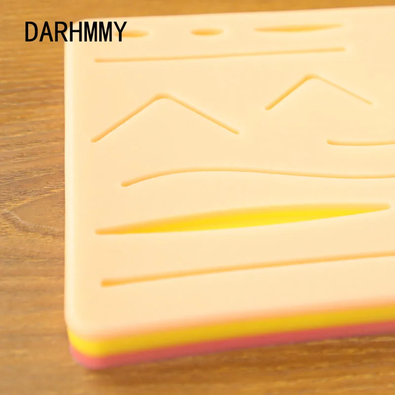 DARHMMY Medical Silicone Suture Practice Pad, Skin Suture Kit Training Model, Surgical Suture Pad, Human Traumatic Skin Model