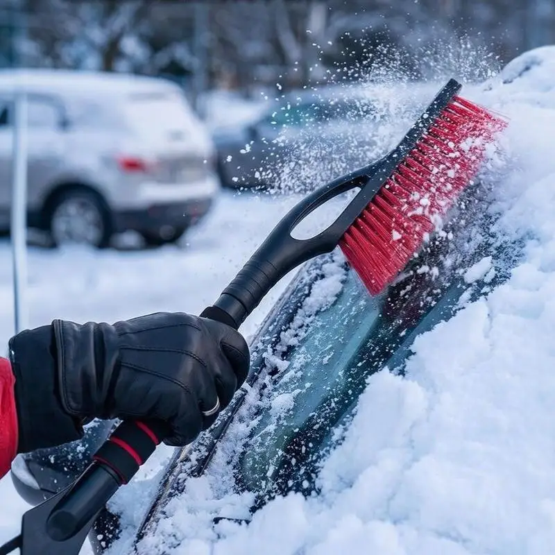 2-in-1-Autobürste und Eiskratzer, Autobürste, ergonomischer Schaumstoffgriff, Fenster-Eiskratzer, Schneereiniger für Auto und SUV. – Detail 1