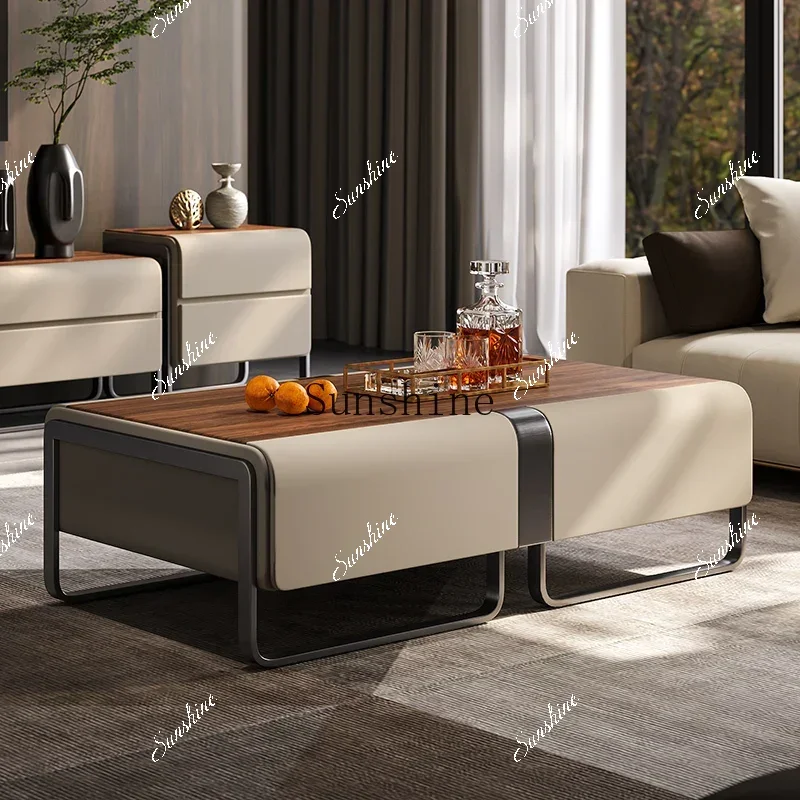 

Superior villa large flat floor simple rectangular walnut with drawers tea table FT