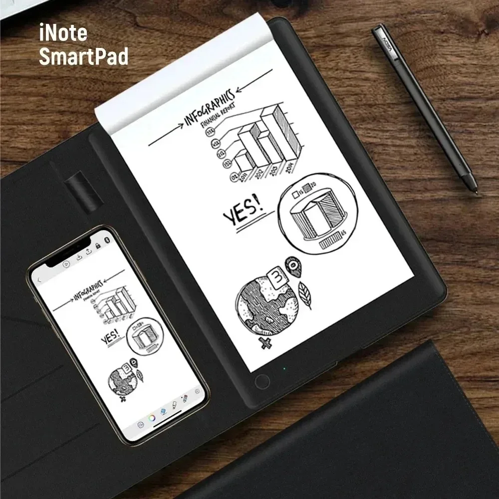 A5 Bluetooth Smart Notepad, Digital Handwriting Tablet Pad, Creative Art Sketch Board for Office & Business