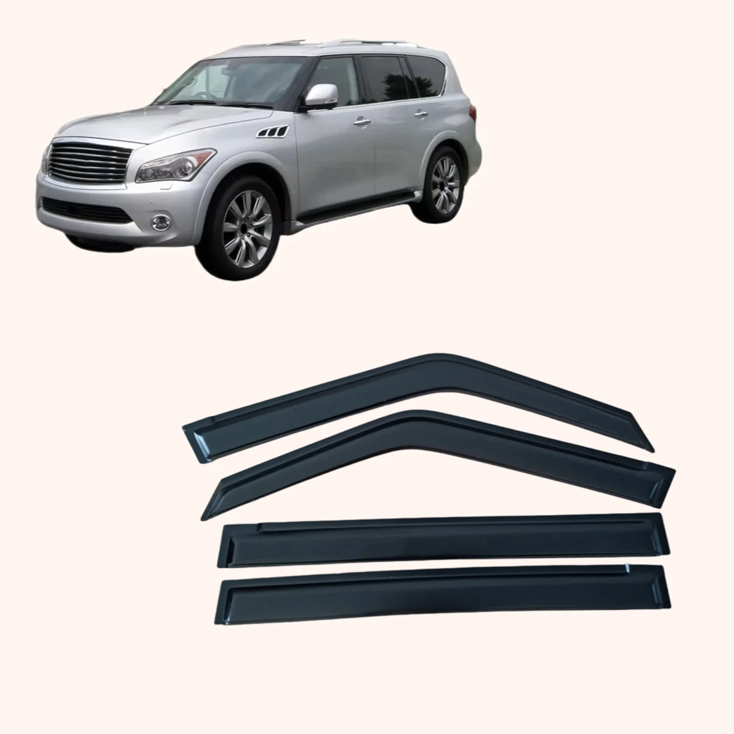 

Window Visor for INFINITI QX56 MK2/Z62 2011-2019 2020 2021 2022 Wind Deflectors Rain Guards Door Visor Vent Shades Ventvisor Sun