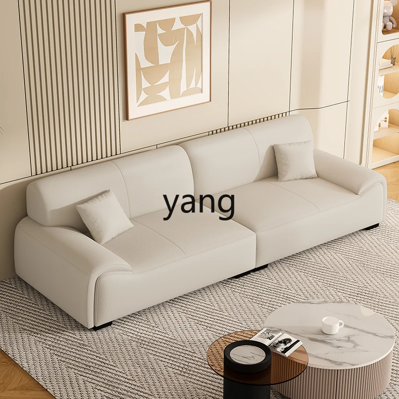 

LH minimalist sofa living room household small apartment modern simple straight row three-person leather