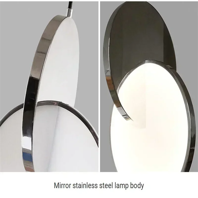 Modern Mirror Round Ring Lamp Led Pendant Lights Bedside Table Dining Kitchen Fixture Home Decoration Accessories Indoor Light
