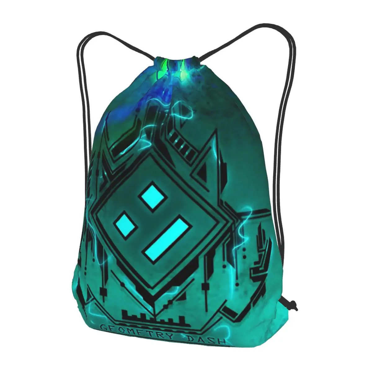 Video Game Geometry Dash Backpacks Portable Drawstring Bags Storage Bag Book Bags for Travel School