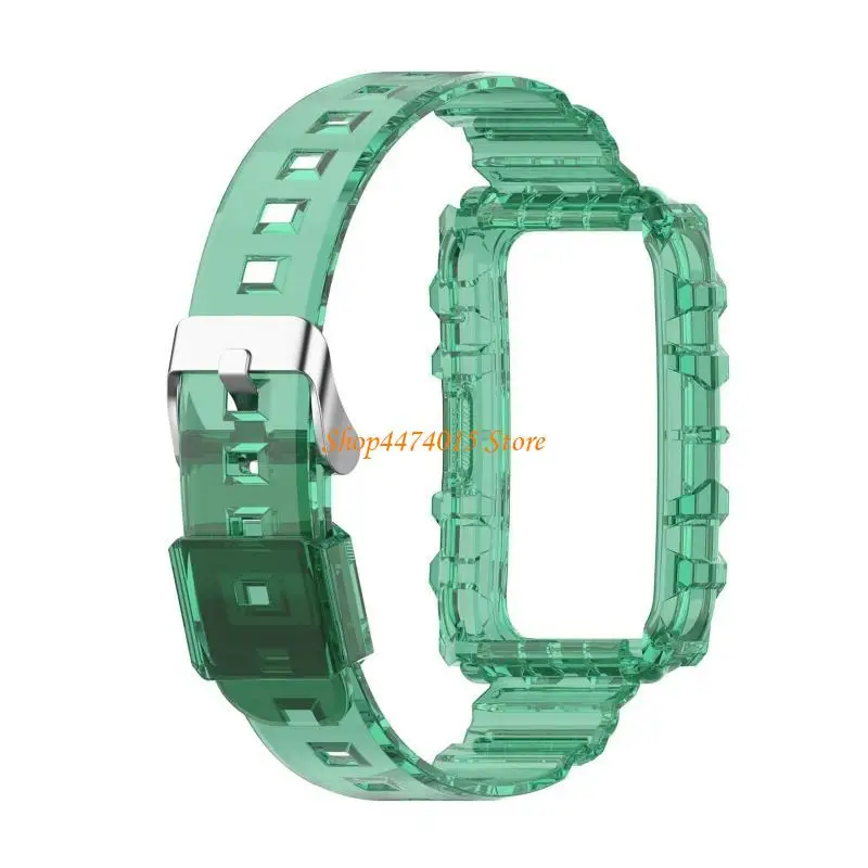 K1AA Integrated Clear Watch Band+Soft for Case for Mi Band 7 Strap TPU Bracelet