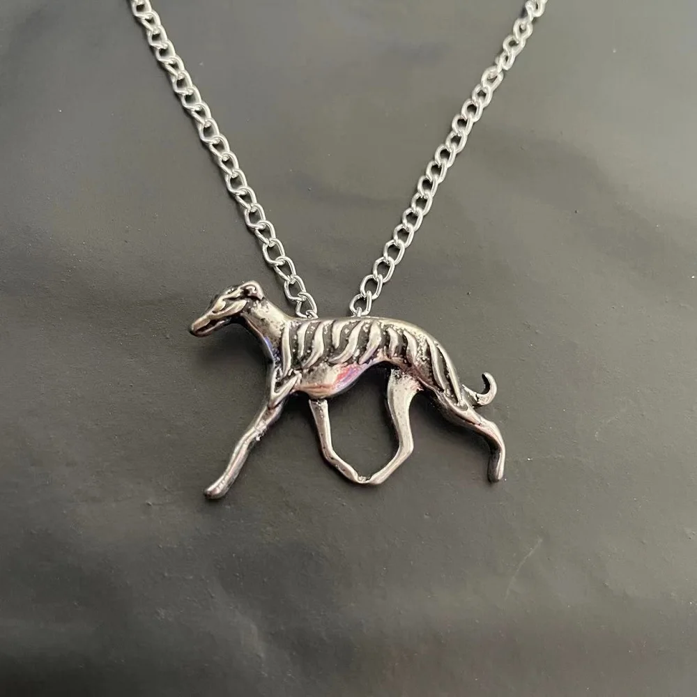 Whippet Greyhound Dog  Handmade Necklace Embossed Pendant Jewelry Golden Colors Plated In Stock Fast