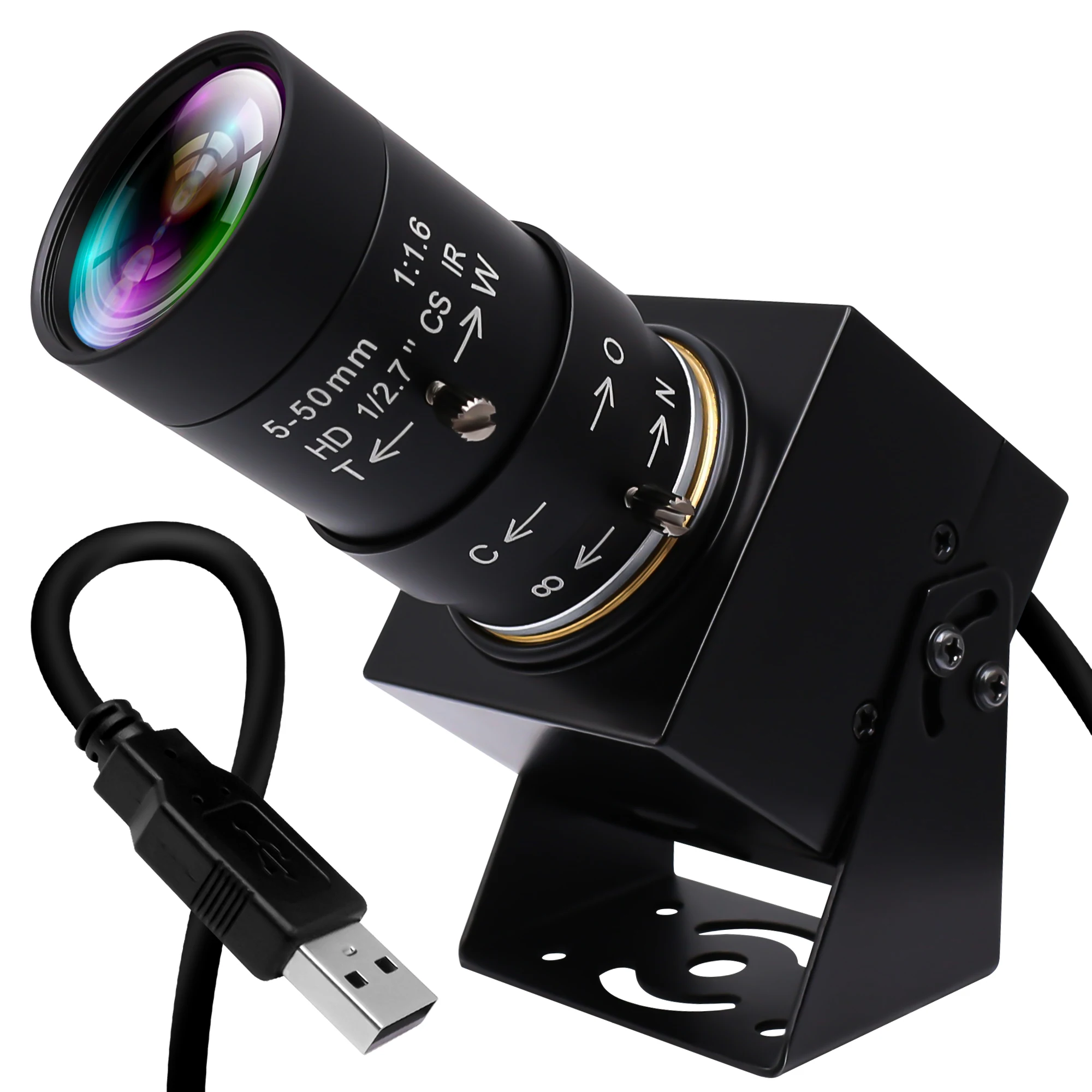 

ELP Global Shutter USB Camera High Speed 90fps 1920X1200 with 10X Zoom Lens AR0234 Color Mini UVC Video USB Webcam for PC Laptop