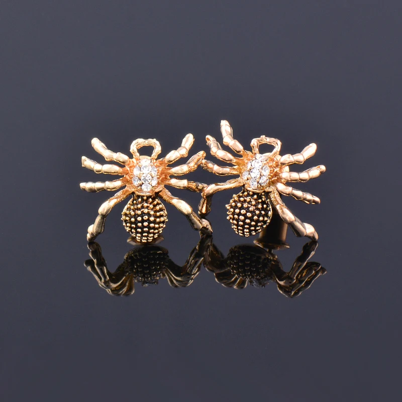 LEEKER Vintage Gold Silver Color Spider Stud Earring For Women White Cubic Zircon Fashion Jewelry   New Arrival 071 XS6