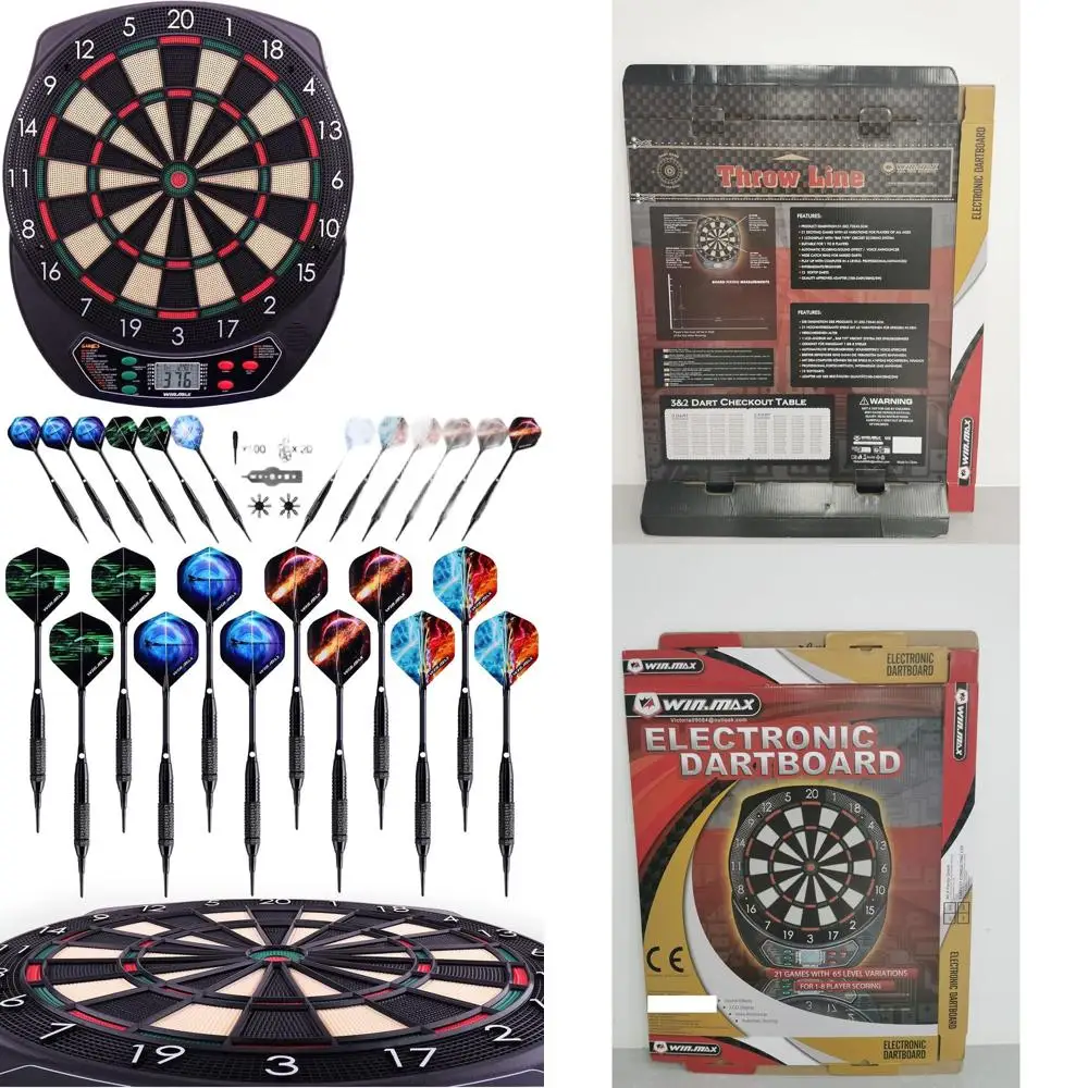 

Набор электронных дартс с мягким наконечником и ЖК-дисплеем, 12 дартс, 100 наконечниками и адаптером питания