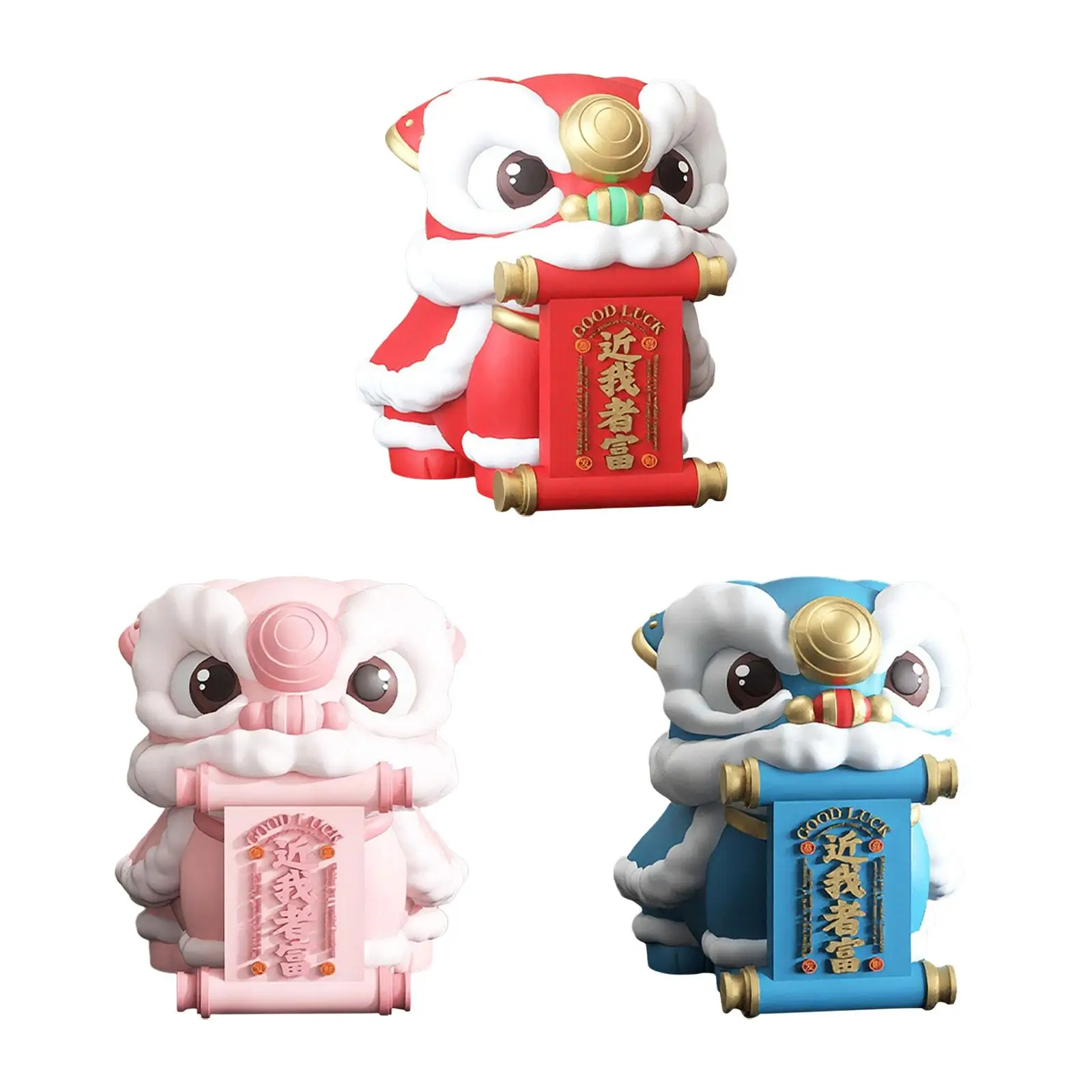 

Lion Dance Statue Animal Sculpture Resin Figurine Decoration Collection Traditional Ornament for Table Centerpieces Hallway