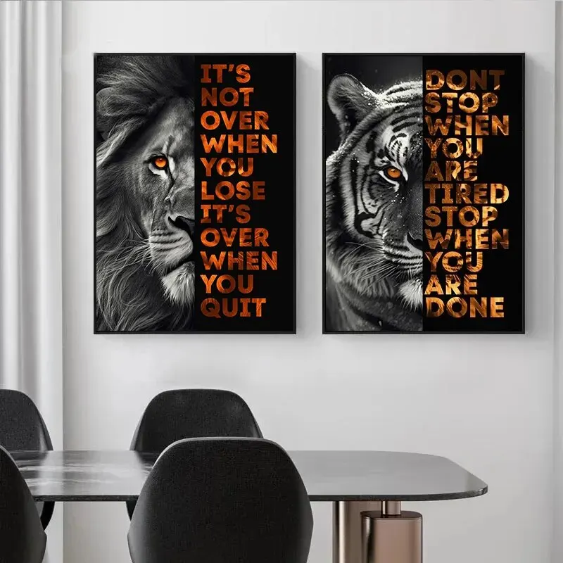 Motivational Quotes Canvas Painting Animal Decor Wall Art Panther Tiger Lion Print Posters And Prints Living Room Home Decor