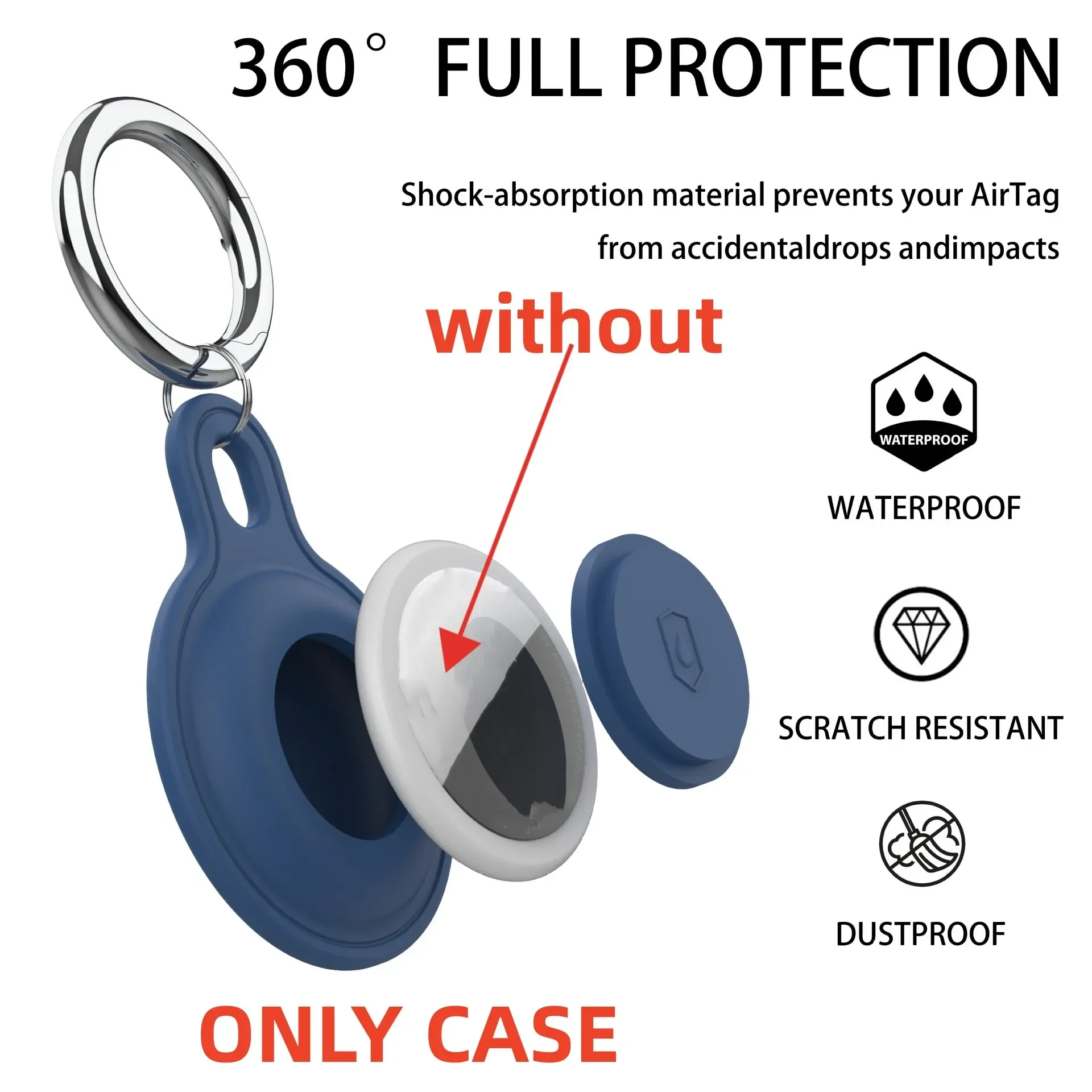 

Silicon Keychain for Apple Airtags Case Protective Cover 360° Waterproof Airtag Holder Tracker Accessories AirTag Case Key Ring