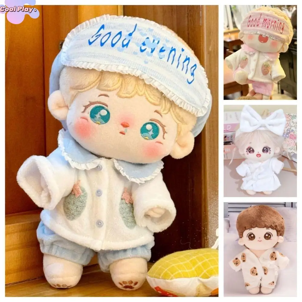 

Cartoon Bear Cotton Doll Sleepwear Pajamas Plush Stuffed Idol Plush Doll Clothes Soft Blindfold 20CM Doll Bathrobe Xmas