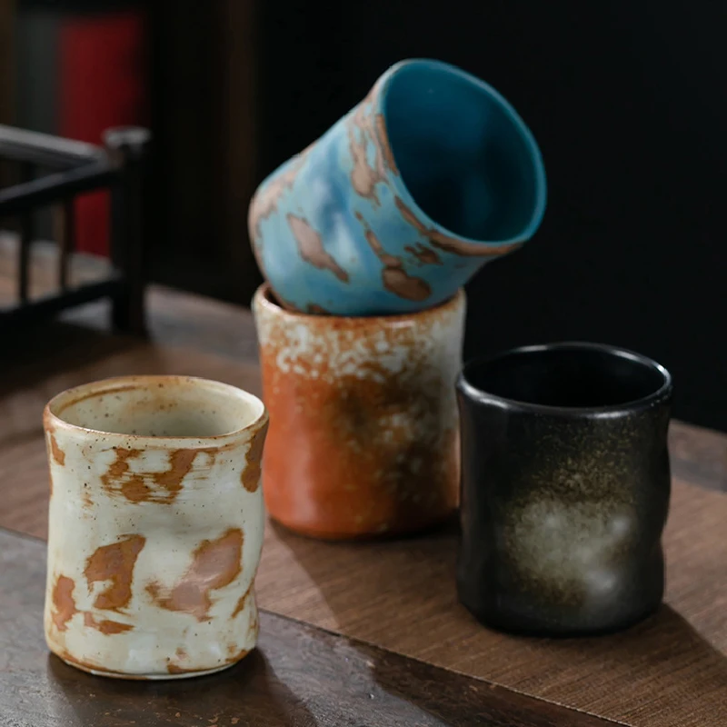 Cerâmica Mão segurando xícara de café, cerâmica grossa, xícara de café expresso retrô japonês, xícara decorativa para sala, 230ml