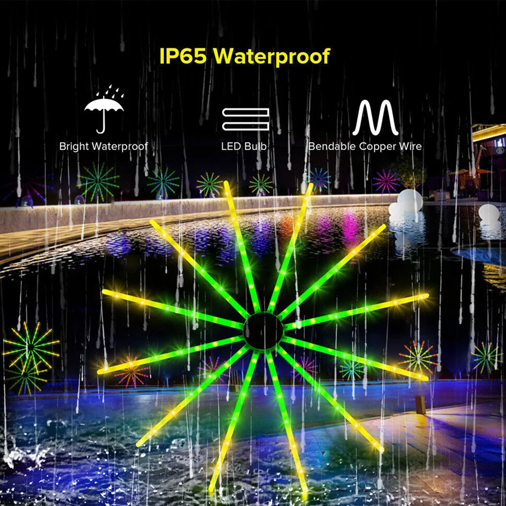 Imagem -03 - Rgb Led Firework Lights Dream Meteor Lamp Faça Você Mesmo Wall Backlight Controlador Inteligente para Casamento Festa em Casa Interior Exterior Decoração de Fadas