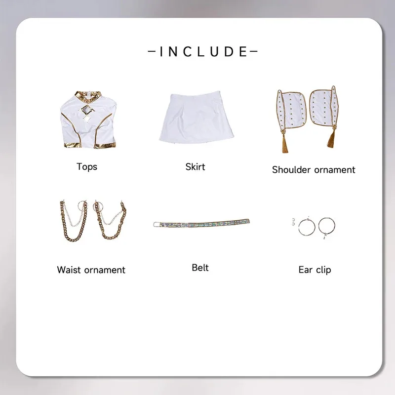 

Movie KPop Demon Hunters Zoey Cosplay Costume Wig White Singing Suits Anime Outfit Halloween Costumes for Womens;3'v,6.h;8'