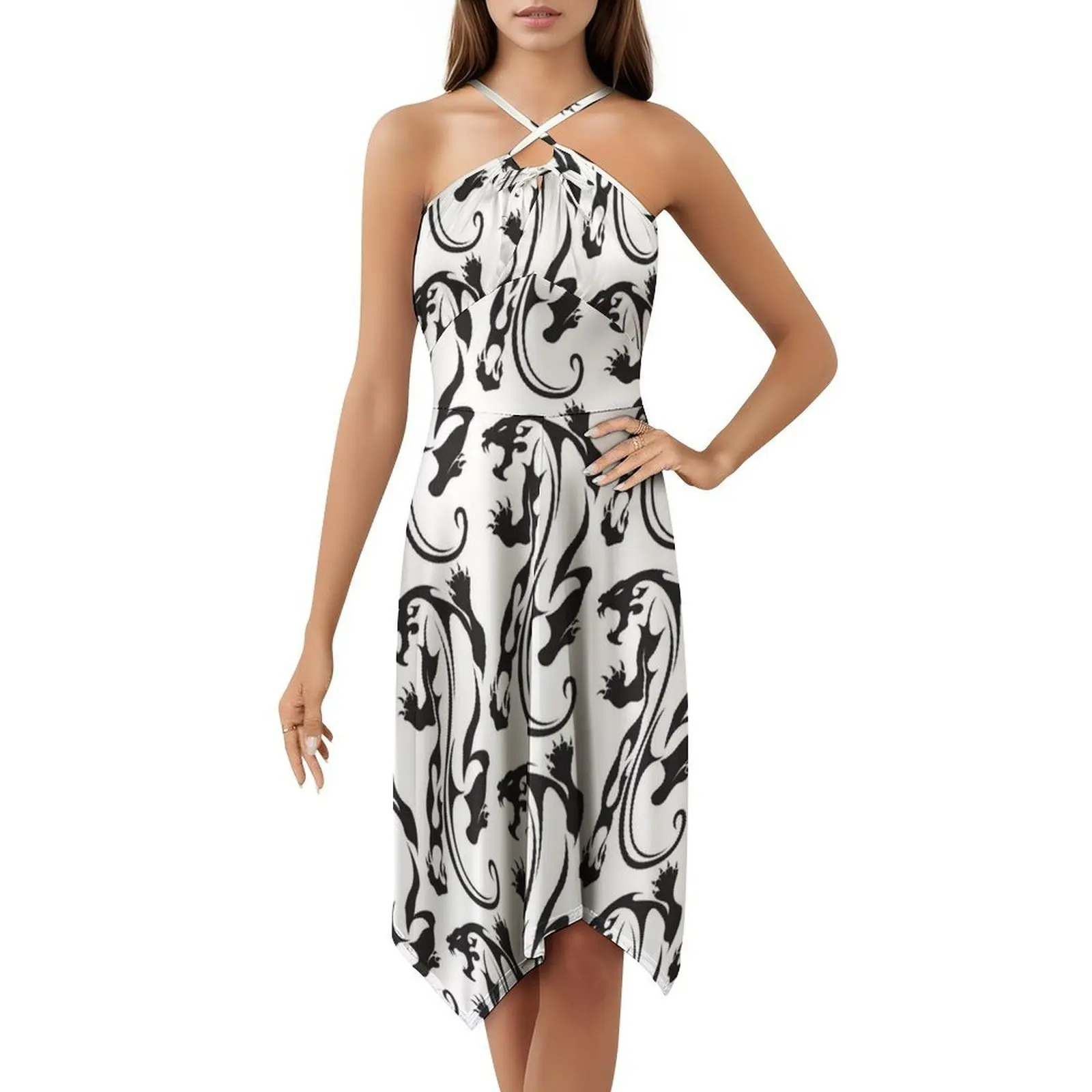 فستان حفلات نسائي من Totemic Panther أو ملابس الشارع الشهير ملابس نادي مطبوعة عصرية للإناث Panther Mayans Aztecs Inca Incan Mayan