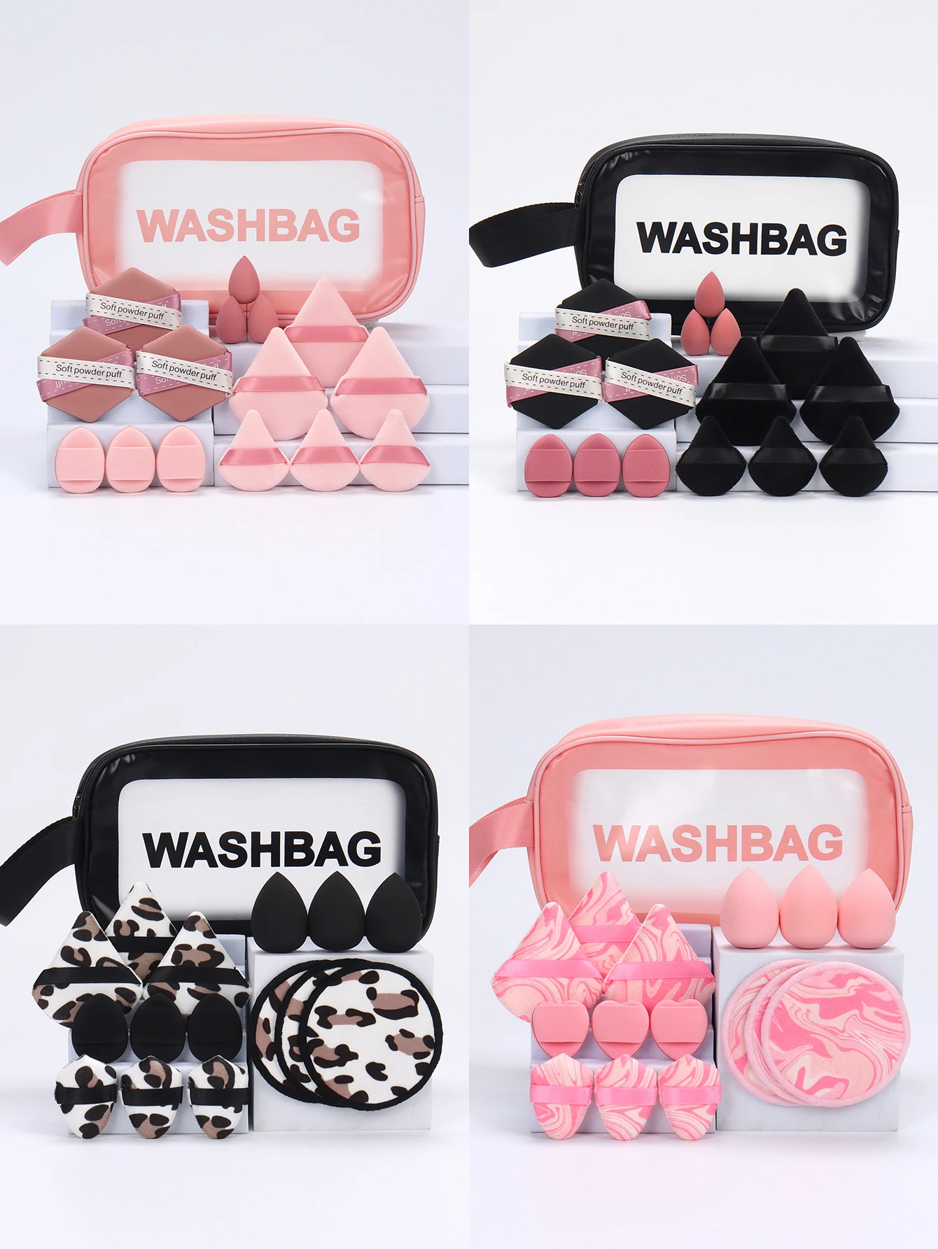 Makeup Bag Set of 16 Pieces Multi-Functional Makeup Tools: Beauty Sponge Mixed with Bb Cream, Liquid Foundation, and Powder to Create a Natural Look.