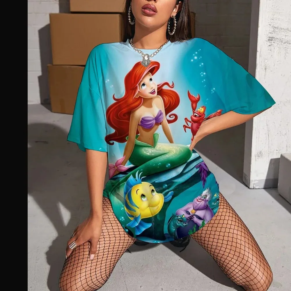 

Лето 2024, мужские и женские футболки с 3D принтом принцессы Диснея, уличные повседневные быстросохнущие футболки, легкие дышащие уличные повседневные топы