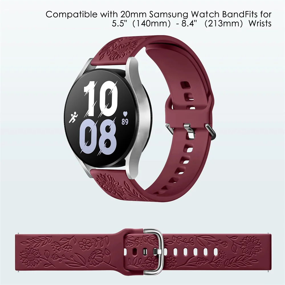 20mm Watchband For Samsung Gear S2 Sport | For Samsung Watch 6/5/4 Wristband Spring Flowers Print Strap For Forerunner 165/165M