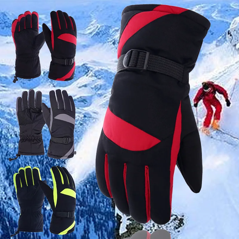 

Winter Plush and Thick Warm Waterproof Gloves Outdoor Men and Women Riding Prevent Cold and Wind Gloves Can Touch Screen