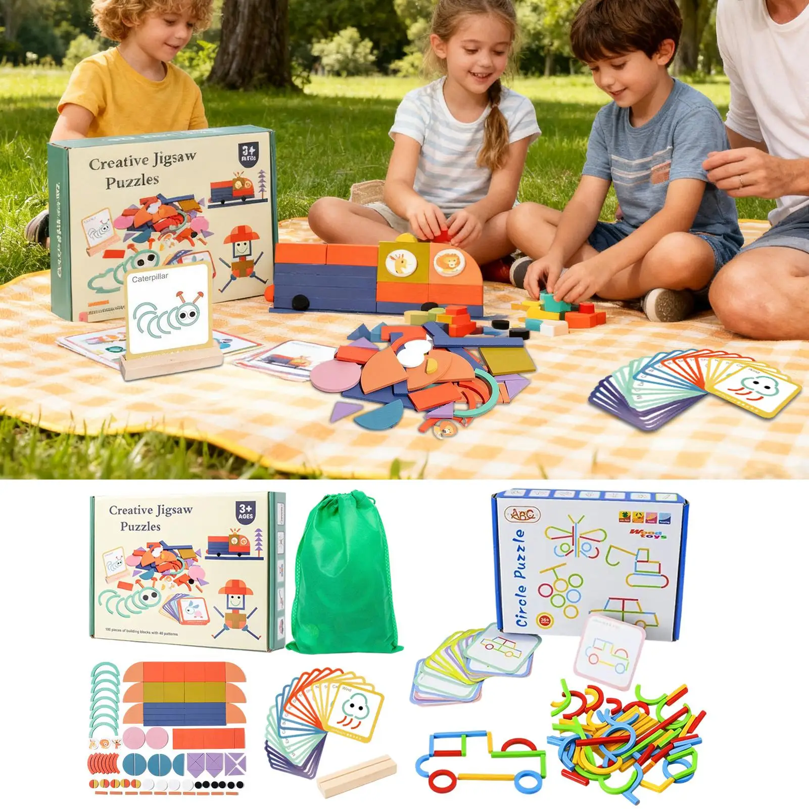 Rompecabezas con forma de tallo de madera, anillos de rompecabezas, palos inteligentes, actividades de aprendizaje para niños, niñas, viajes, dormitorio, escuela en casa