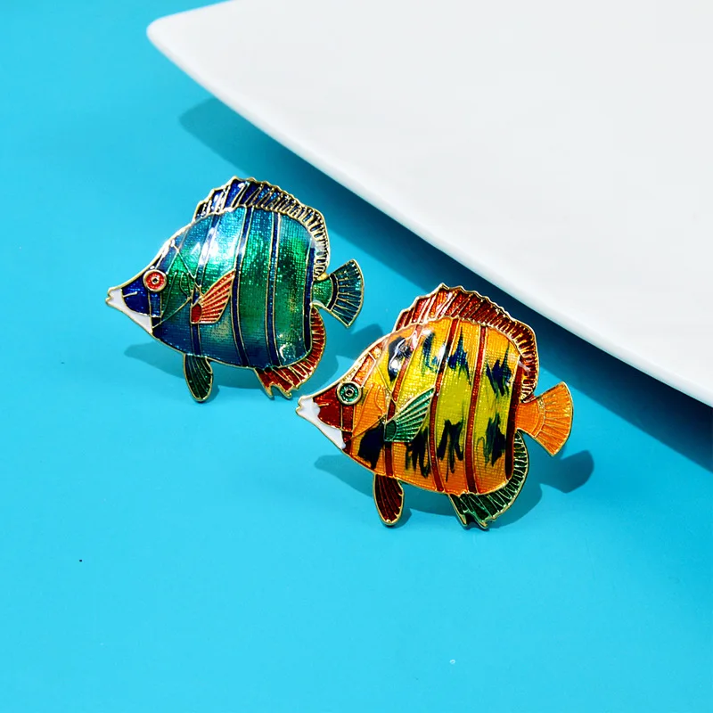 Nordic Oil Painting Style Tropical Fish Animal Brooch Pins Fashion Colorful Enamel Brooches for Women Jewelry Party Wedding Gift