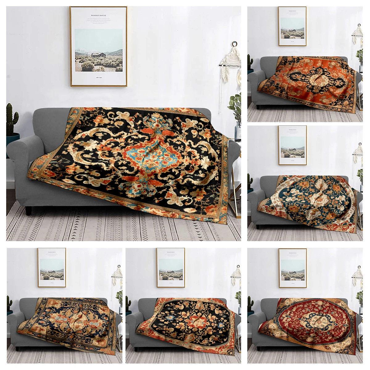 

Home decoration plush Throw Sofa blanket Bedspread on the bed fluffy soft blankets decor Plaid Modern Persia boho Blankets