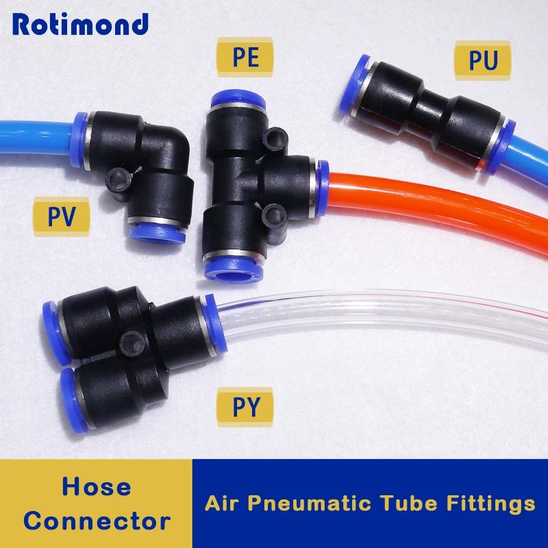 

5/10pcs Air Pneumatic Tube Fitting OD 4mm 6mm 8mm 10mm 12mm 14mm 16mm T Y L I Tpye PV Plastic Quick Connector Push In Pipe Hose