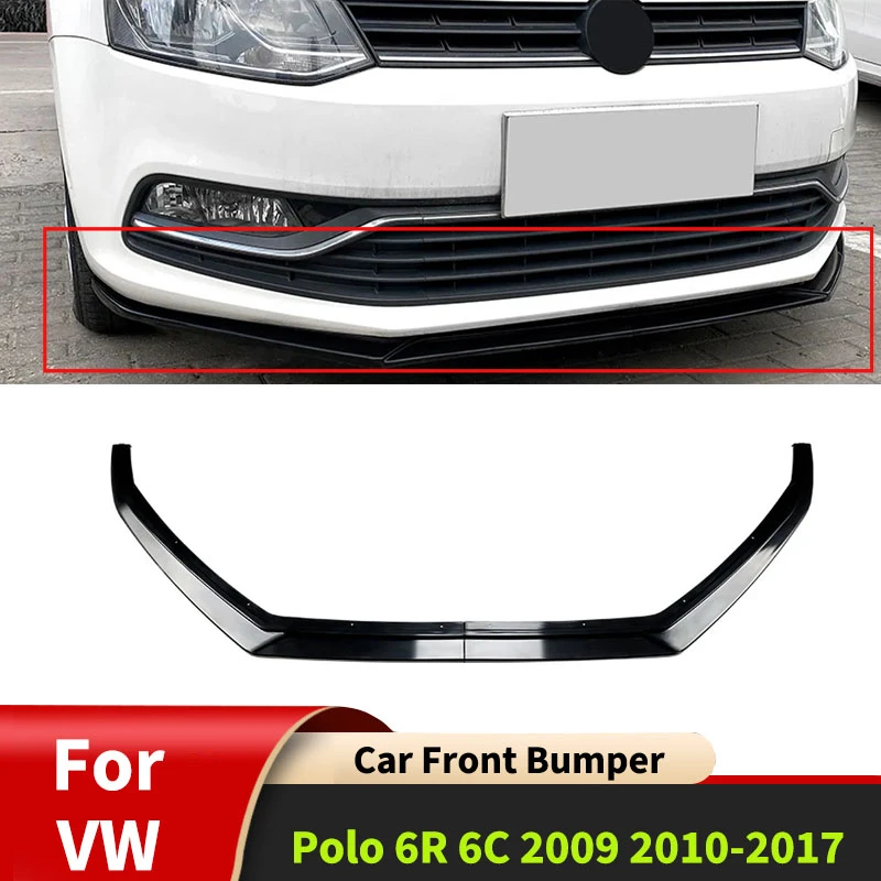 For VW Polo 6R 6C 2009 2010-2017 Car Front Bumper Lip Splitter Body Kit  Front Blade Guard Protector Auto Parts Accessories