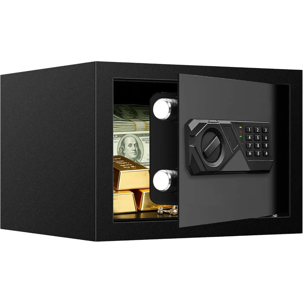 Caja Fuerte Compacta para el Hogar de 0.4 Cub con Alarma, Teclado Programable, Estante Extraíble y Llaves de Repuesto para Documentos, Dinero en Efectivo, Medicamentos y Objetos de Valor