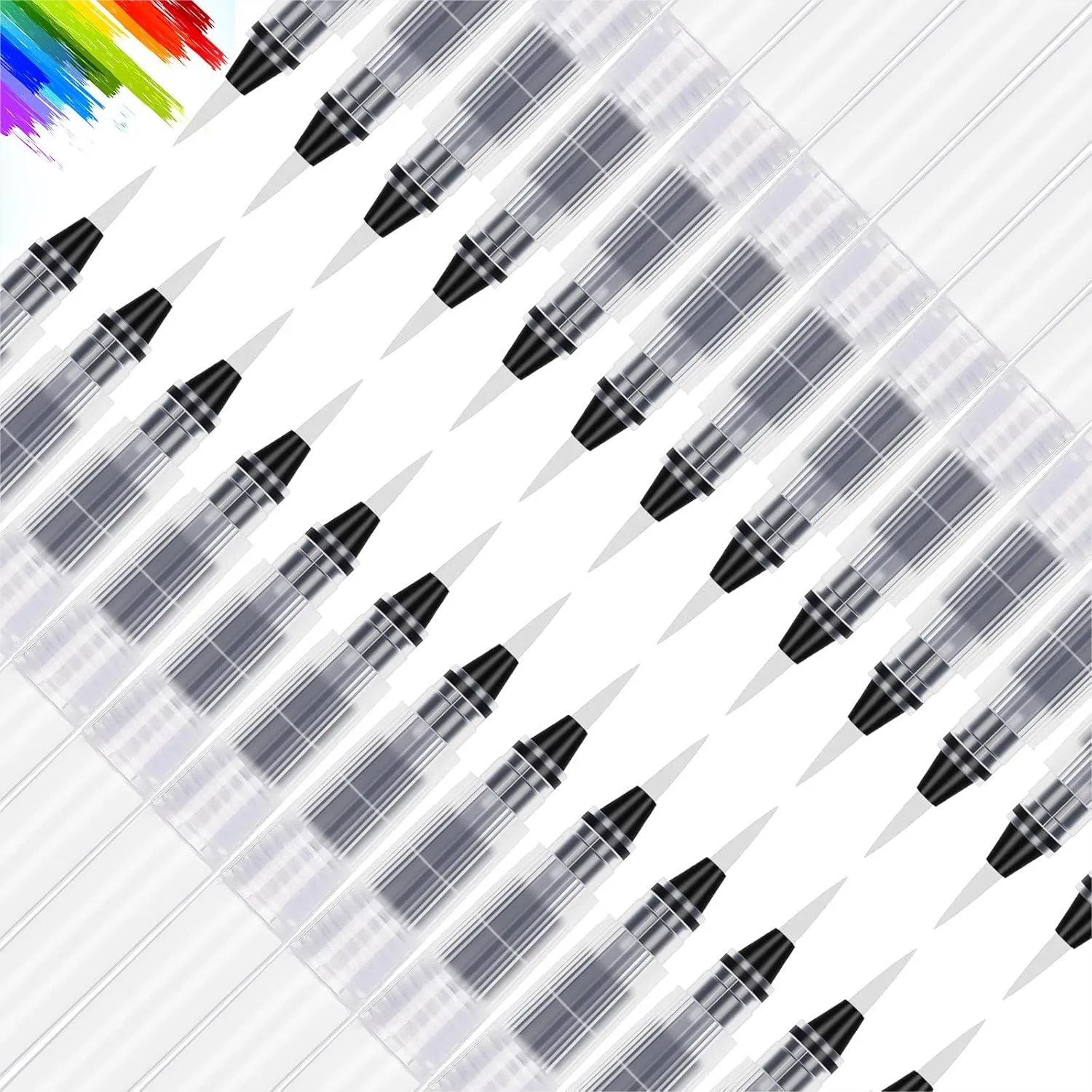 

50 Pcs Water Brush Pen Set with Velvet Bag for Watercolor Painting, Drawing, and Blending, 2mm Pointed Nylon Tips