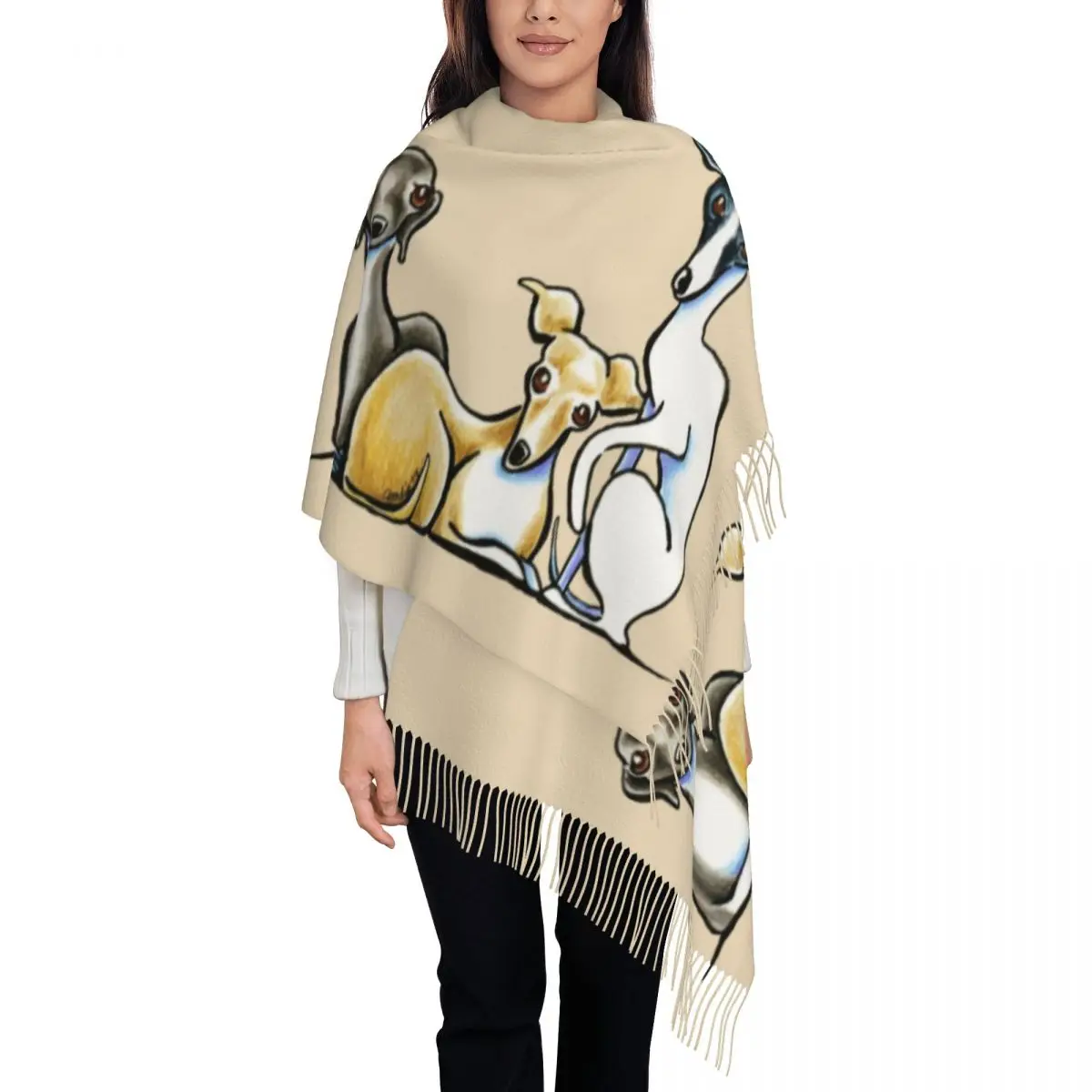 

Italian Greyhound Scarf for Womens Warm Winter Shawls and Wrap Greyhound Whippet Lurcher Dog Long Shawl Scarf for Daily Wear