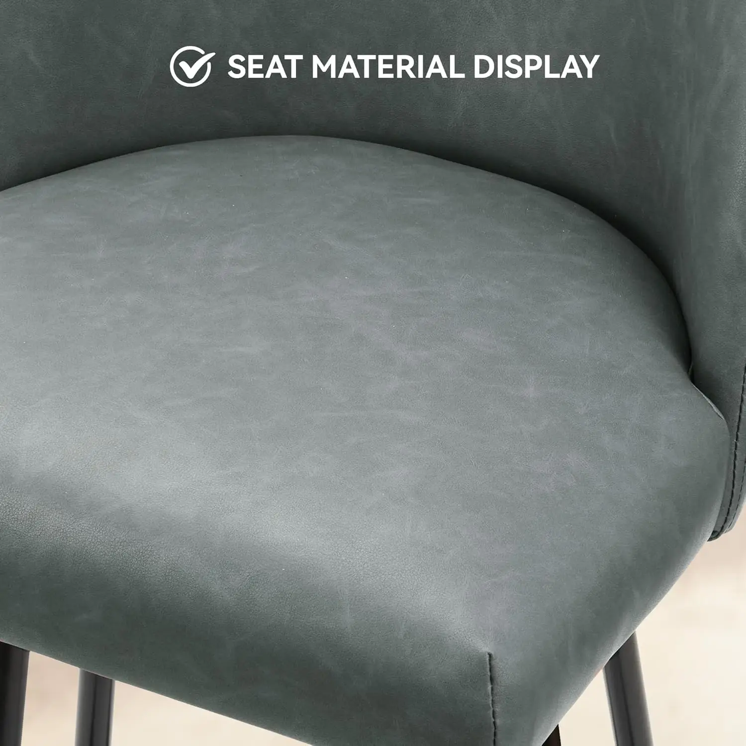 طقم كراسي بارتفاع عداد مكون من 2، 360 درجة °   دوار، ظهر مرتفع، أرجل معدنية، ارتفاع المقعد 26 بوصة، كراسي بار منجدة من جلد البولي يوريثان الرمادي