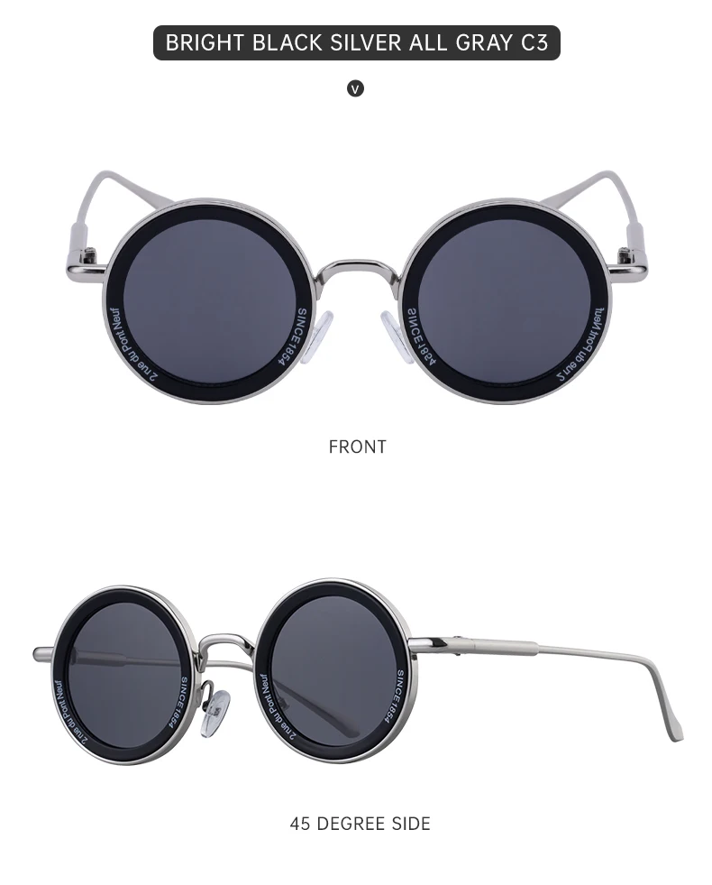 Kleine Rahmen Runde Steampunk Sonnenbrille Männer 2026 Luxus Marke Retro Punk Sonnenbrille Für Männliche Klassische Fahren Brillen UV400 – Detail 19