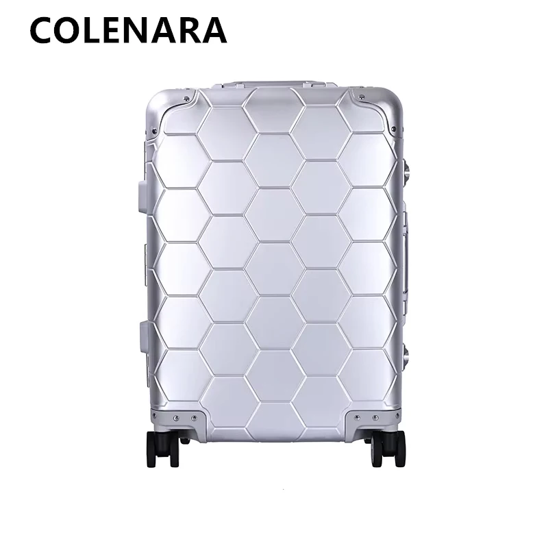 COLENARA New Suitcase All-aluminum Magnesium Alloy Boarding Box Men's Business Trolley Case 20-inch Universal Wheel Luggage