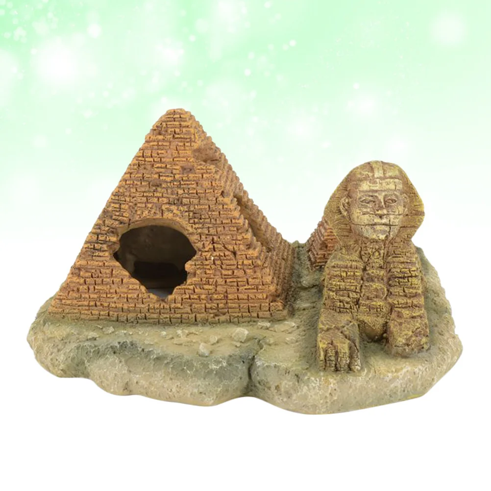 

1Pcs Pyramid Sphinx Resin Aquarium Ornament Fish Tank Decor Simulation Scene Environment Change Tank Into Low