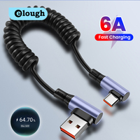 Retractable Car Spring Data Cable 6A USB C To Type C Fast Charging Cable For iphone 15 16 Samsung Huawei USB Type C Cable