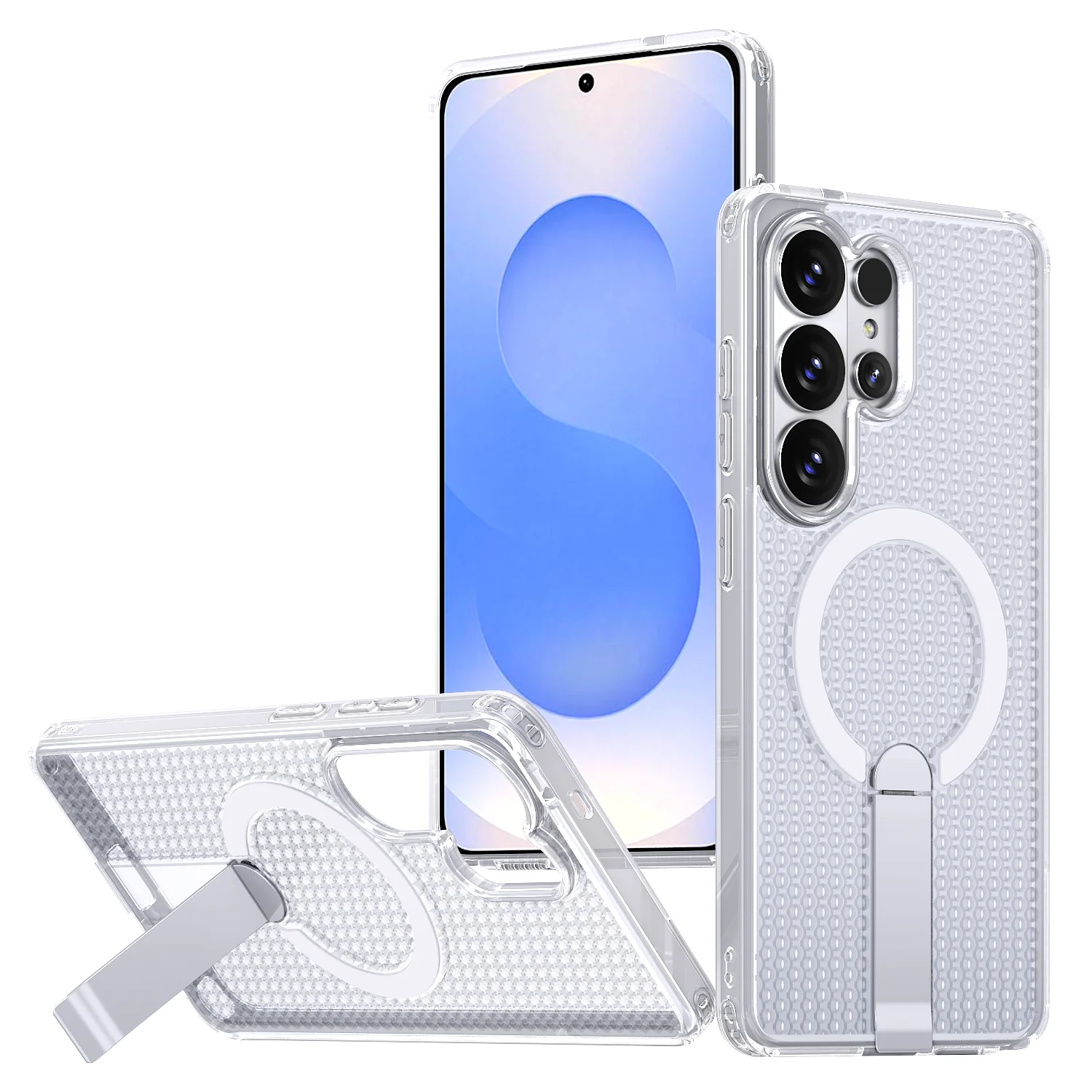 Wärmeableitende Handyhülle mit Ständer für Samsung S26 S25 Ultra S24 Plus A57 A37 A56 A36 A16 A06 Magnetische Kabellose Ladeabdeckung