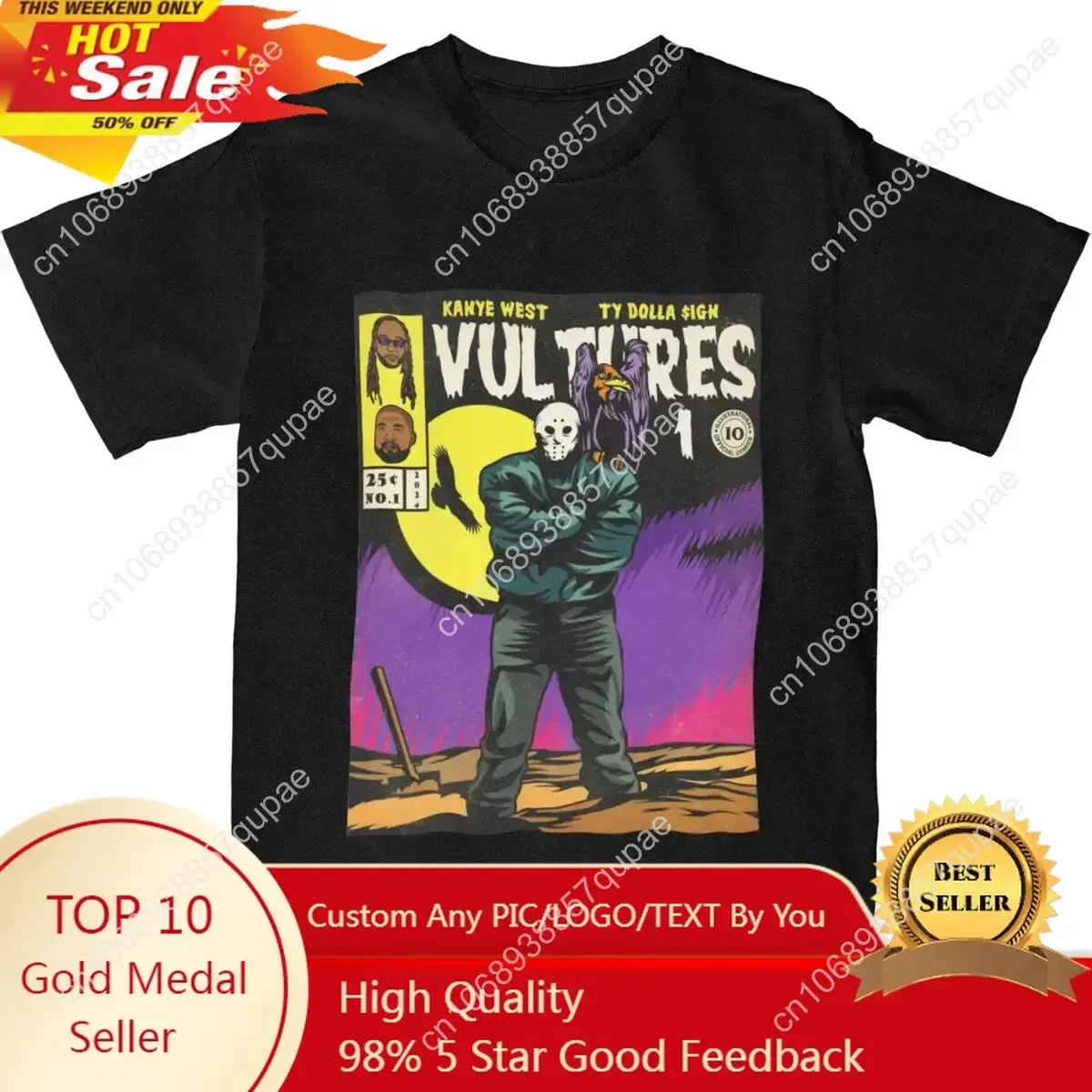 

Kanye West Ty Dolla Sign Vultures 1 Album Apparel T-Shirt for Men Women Hip Hop Comic Art Funny Pure Cotton Summer Clothes