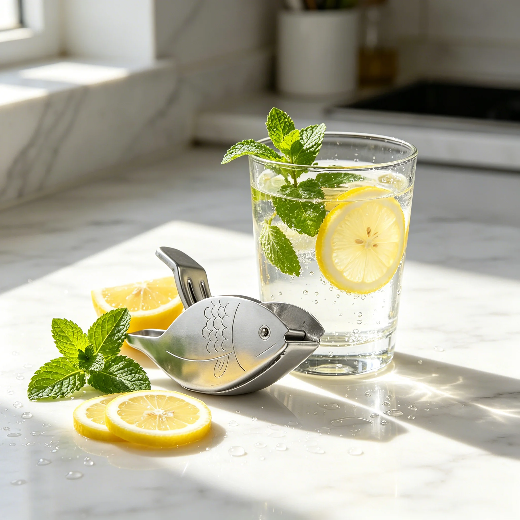 2Pc Stainless Steel Lemon Slice Squeezer Fish Shaped Hand Juicer Citrus Lime Orange Fruit Press Manual Juice Crusher