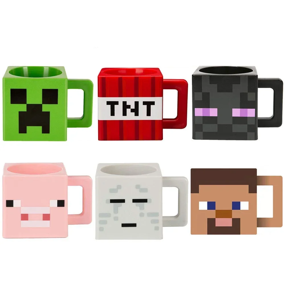 Hot Game My World MC 230ml Capacity 3D Cup TNT Pink Pig Creeper Enderman Mug Creative Square Cup ABS Desktop Decoration Toy