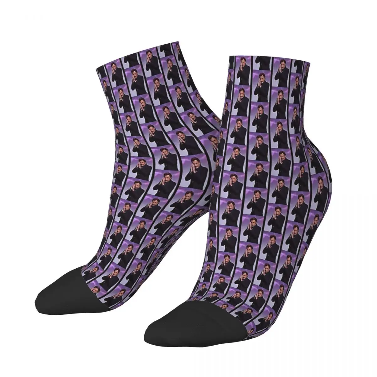 Singer Johnny Hallyday French Rock Star Ankle Socks Male Mens Women Spring Stockings Printed