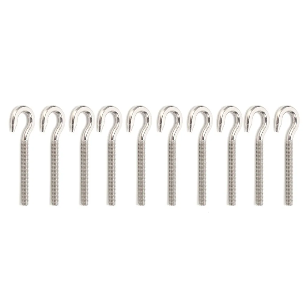 10pcs Durable High Hardness Eye Bolt Screw Long Shank Design Threaded Rod Eye Hook Hardware Ring Eyelet Screw DIY Projects