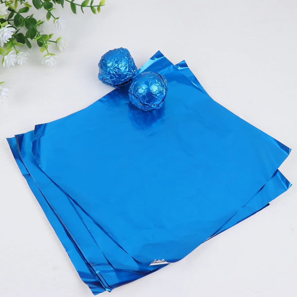 

100pcs Food Packaging Tin Aluminum Foil Wrapping Sheets Candy Chocolate Bbq Foil For Home Kitchen Outdoor Barbecue Blue