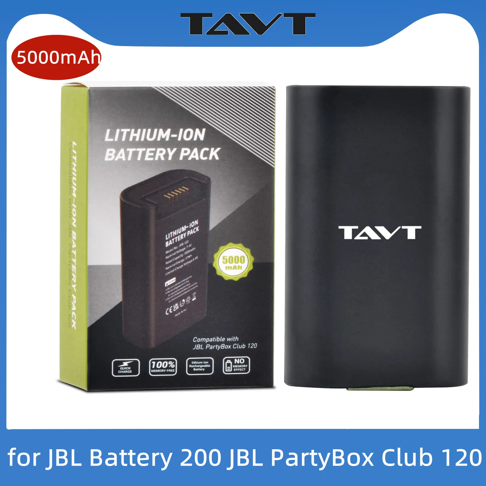 

1Pcs TAVT 5000mAh Replacement Battery for JBL Battery 200 PartyBox Club 120 Portable Speaker Only