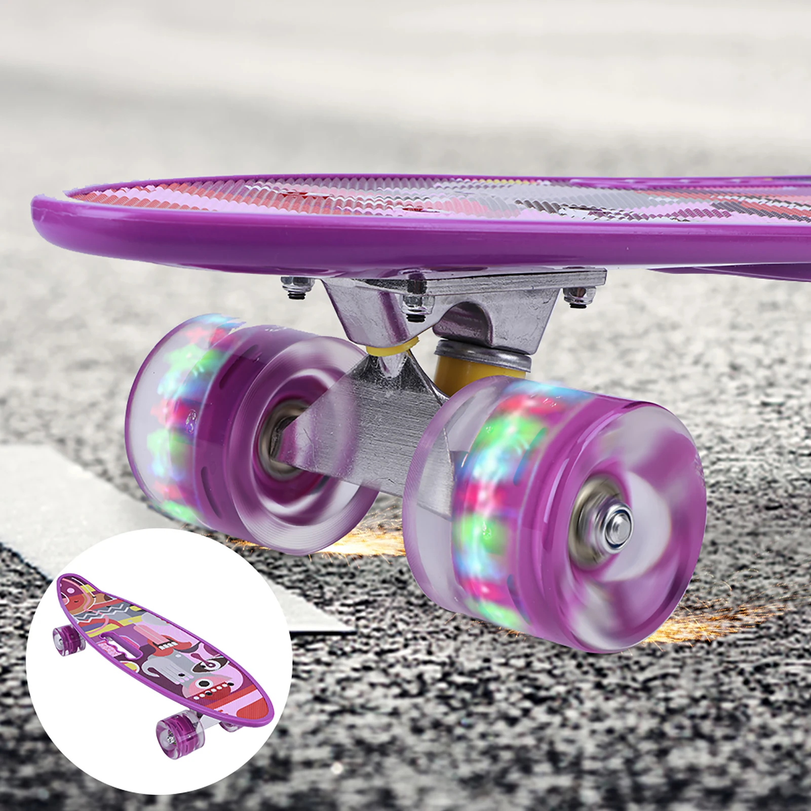 Portable Children Skateboard With Four Wear Resistant Flashing Wheels For Kid Beginners