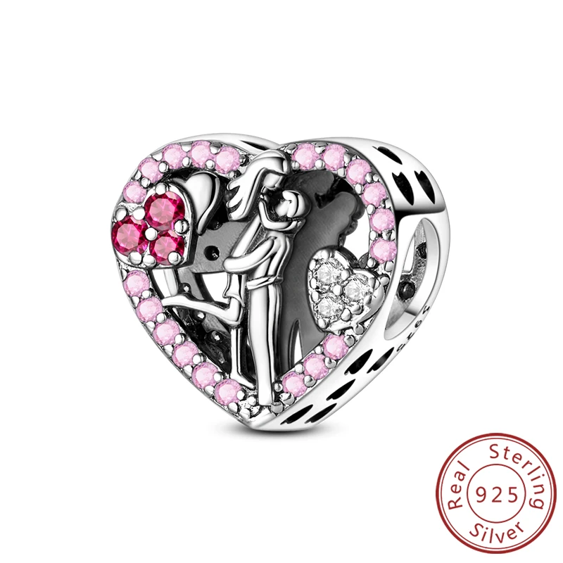 Original 925 Sterling Silber Herz Liebe Charms Perlen Anhänger Fit Original Armband Halskette DIY Charms Frauen Mann Schmuck Geschenk