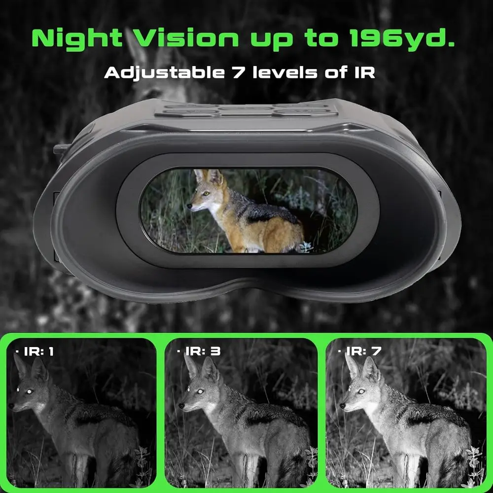 نظارات Night Vision Star، 9X مناظير تعمل بالأشعة تحت الحمراء، IP54 لمراقبة الحياة البرية والتخييم والمشي لمسافات طويلة والأمن ونطاق الرؤية 1248 قدم أ