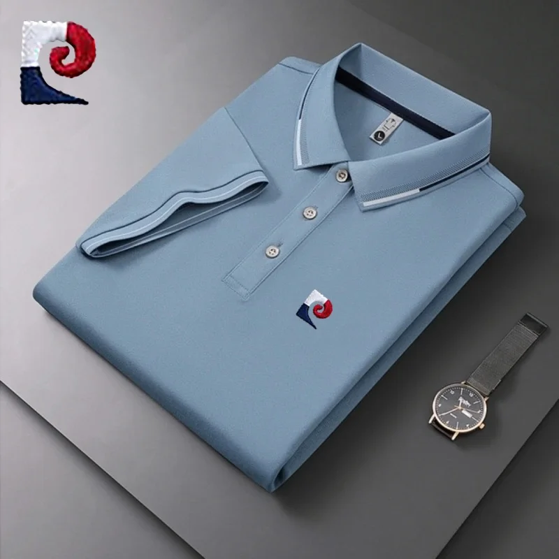 

New men's high-quality short sleeved polo shirt, summer fashion, casual, breathable, sweat absorbing T-shirt top